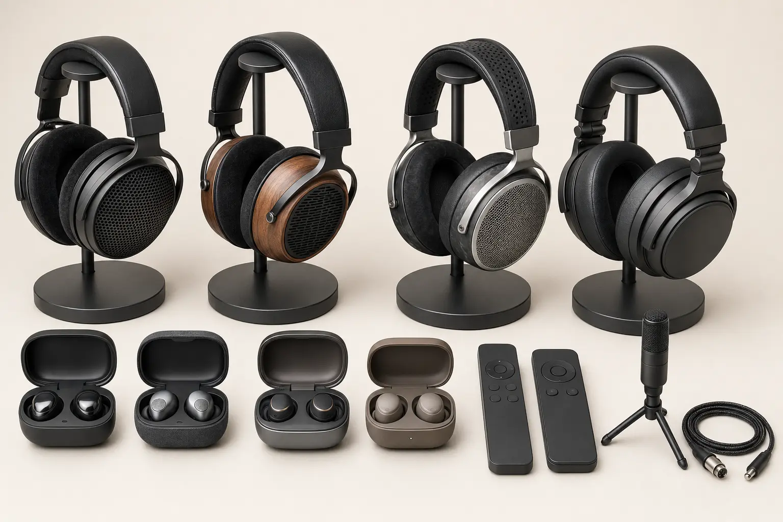 ภาพจำลองสินค้าแบบสมจริง หูฟังครอบหู True Wireless และอุปกรณ์ สำหรับรับซื้อ Denon สำหรับหน้ารับซื้อ Denon