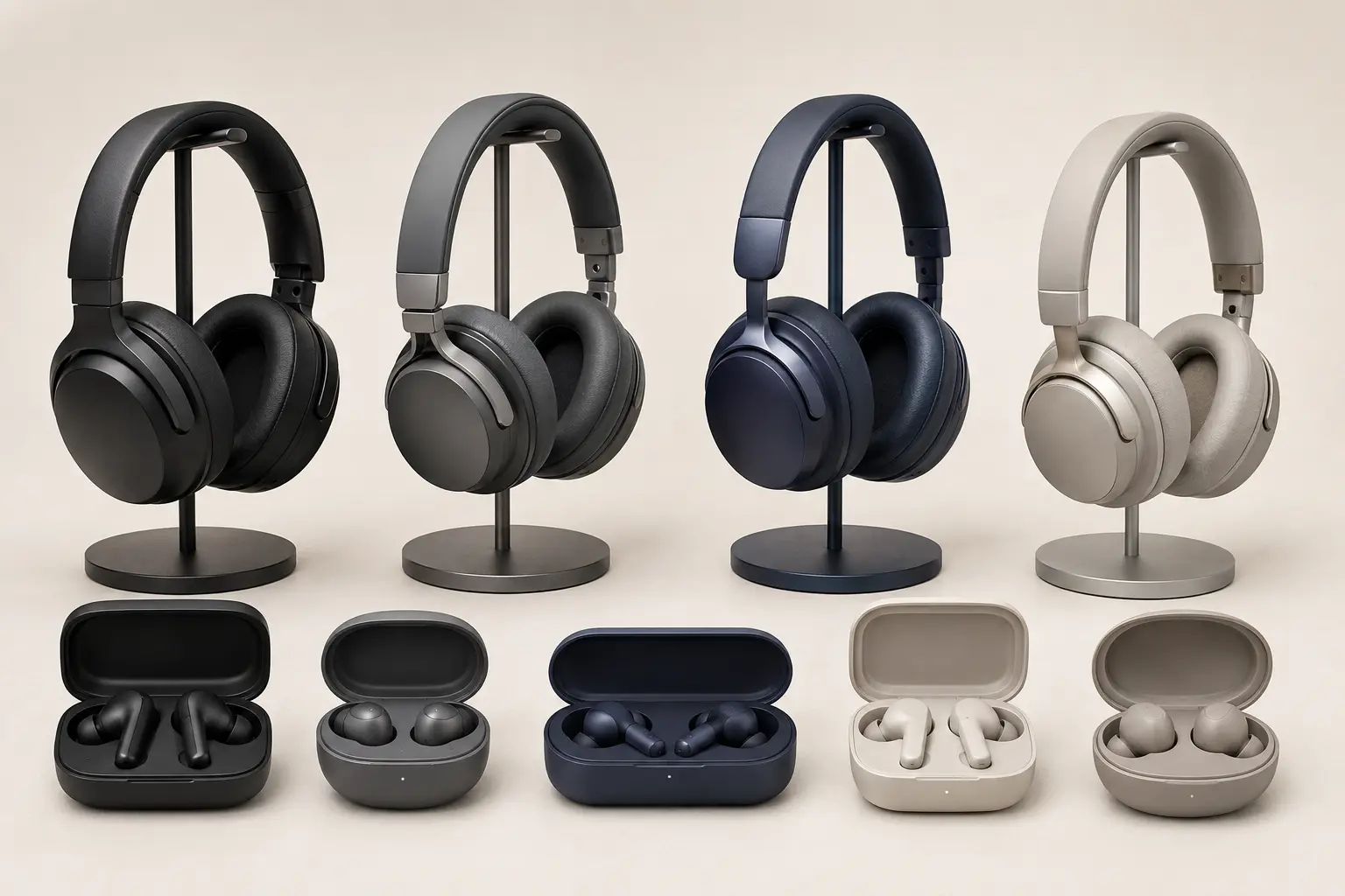 ภาพจำลองสินค้าแบบสมจริง หูฟังตัดเสียงรบกวนและ True Wireless สำหรับรับซื้อ Sony สำหรับหน้ารับซื้อ Sony