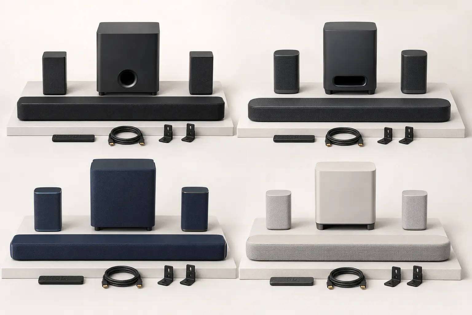 ภาพจำลองสินค้าแบบสมจริง ชุด Soundbar, Subwoofer และ Rear Speaker สำหรับรับซื้อ Soundbar สำหรับหน้ารับซื้อ Soundbar