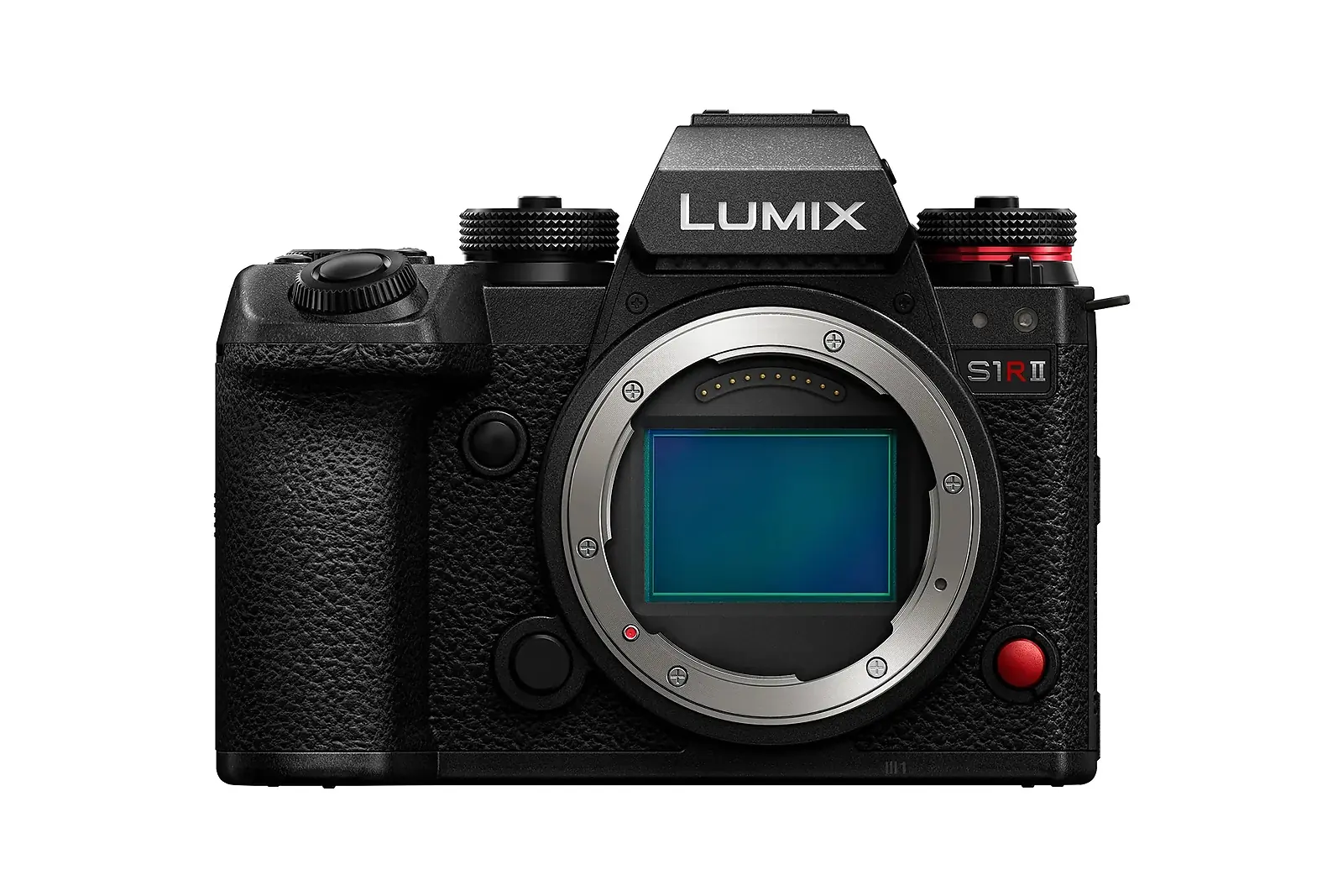 กล้อง Panasonic Lumix S1RII แบบ Body-only มุมด้านหน้า ความละเอียดสูง สำหรับหน้ารับซื้อ Panasonic