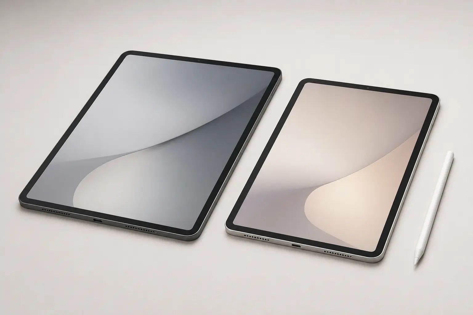 ภาพจำลองสินค้าแบบสมจริง iPad Air, iPad Pro และ Apple Pencil สำหรับหน้ารับซื้อ Apple