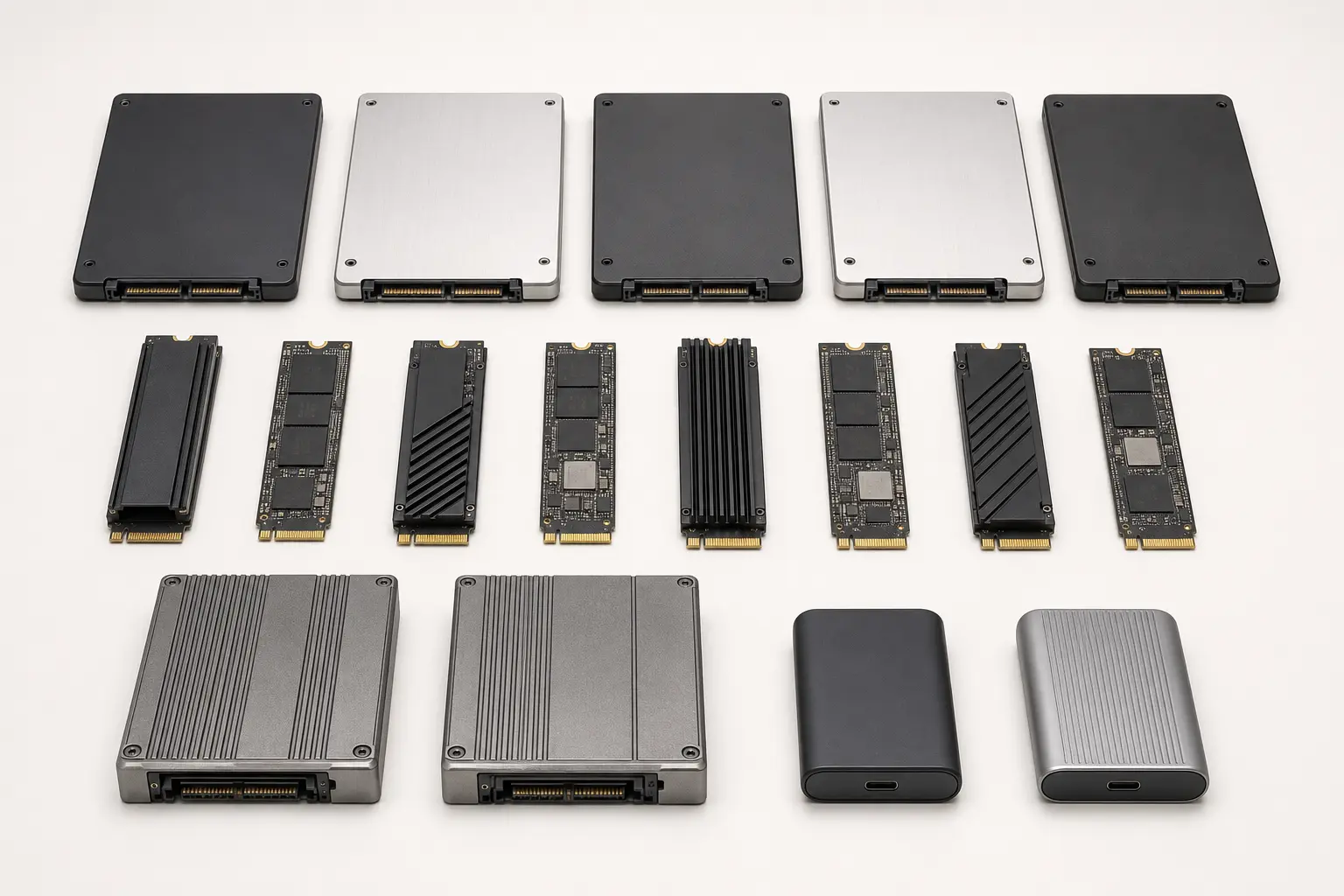 ภาพจำลองสมจริง SSD Consumer และ Enterprise หลาย Form Factor สำหรับหน้ารับซื้อ Samsung SSD