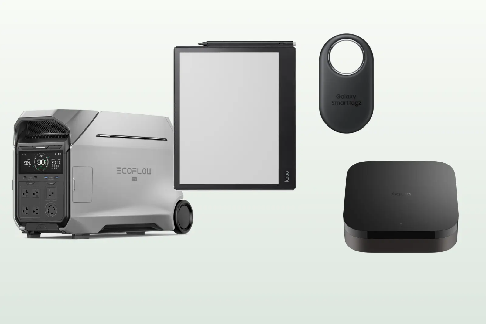 ภาพสินค้าจริง Power Station, Tracker, E-reader และ Smart Home จัดวางเต็มสัดส่วน สำหรับหน้ารับซื้อ Gadget และอุปกรณ์อัจฉริยะ